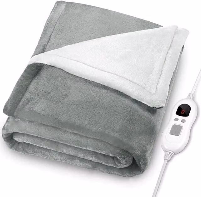 Bargains-Galore Plush Heated Throw in Grey with Auto Shut-Off and Overheating Protection