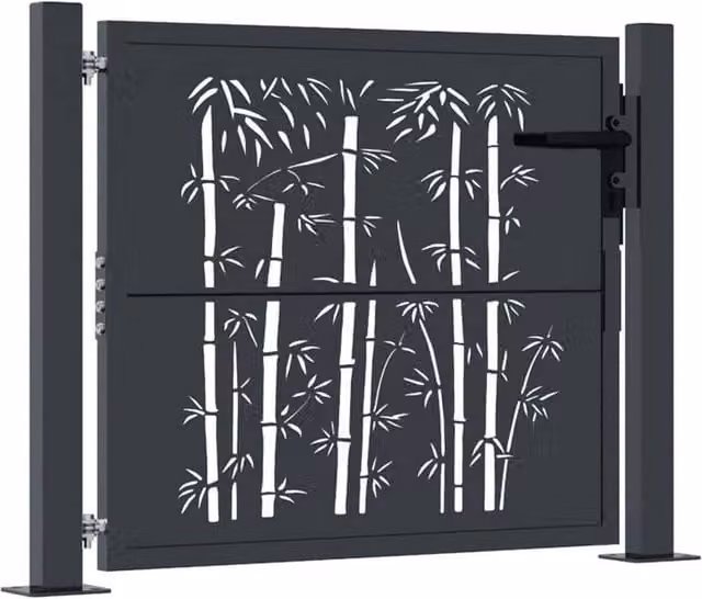 NESTLUNE Anthracite and Black Steel Garden Gate, W: 100 cm, D: 15 cm, H: 100 cm – 1