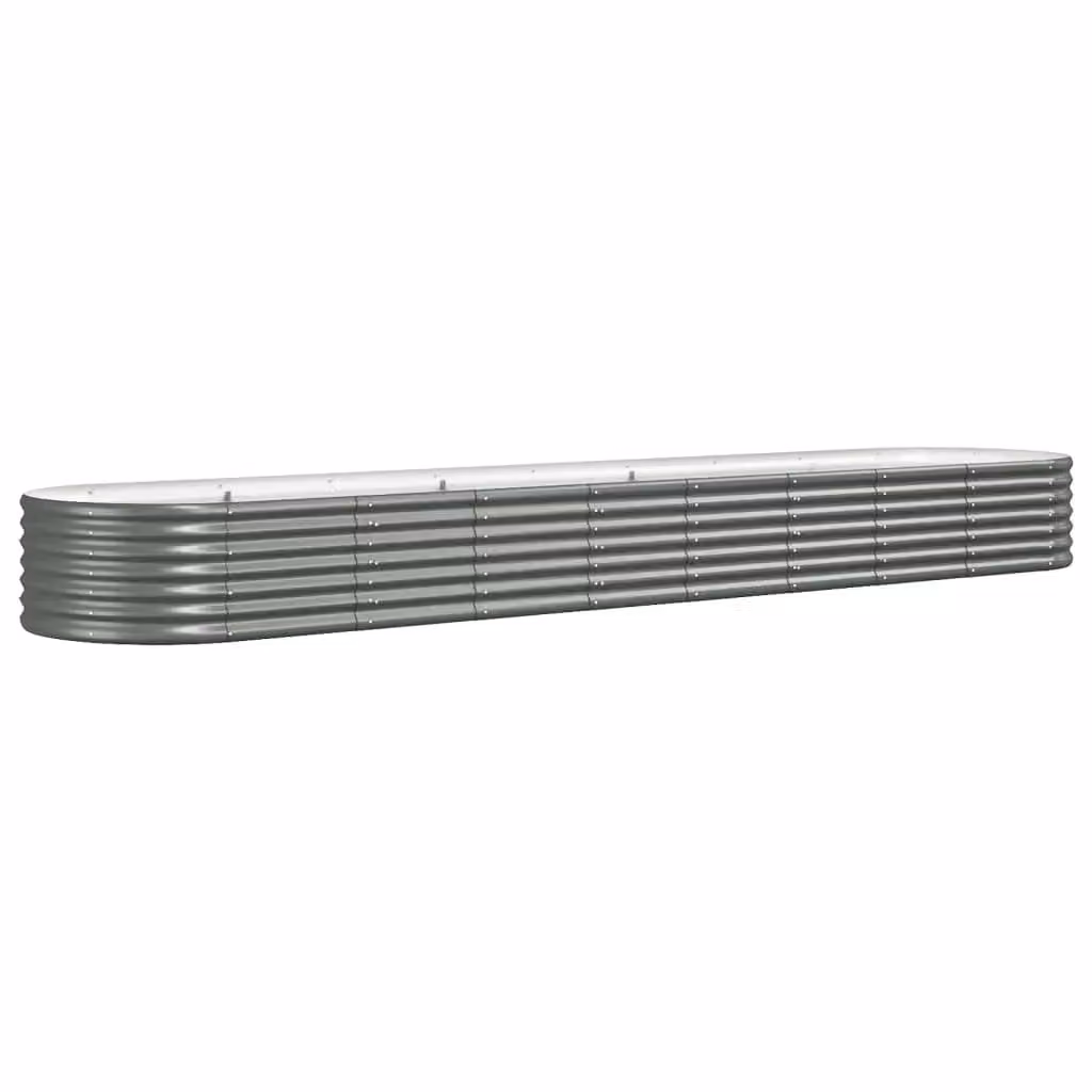 Berkfield Home Garden Powder-coated Steel Raised Bed in Grey, W: 368 cm, D: 80 cm, H: 36 cm – 2