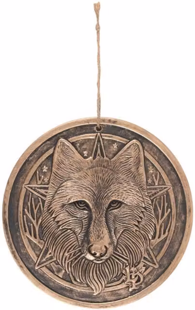 KDMK Bronze Terracotta Wild One Wolf Ceramic Wall Plaque, Diameter: 20 cm