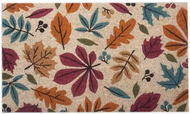 KDMD Autumn Leaf Print Coir Doormat, Multicolour, W: 45 cm
