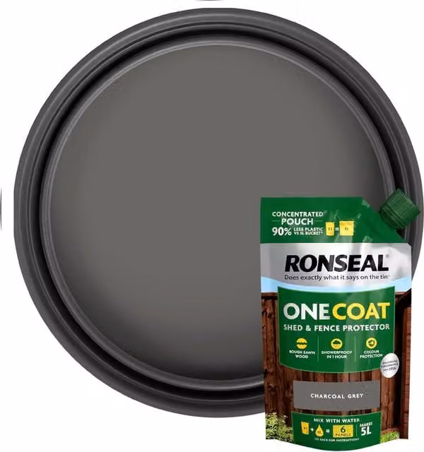 Ronseal One Coat Shed and Fence Paint in Grey, 950ml