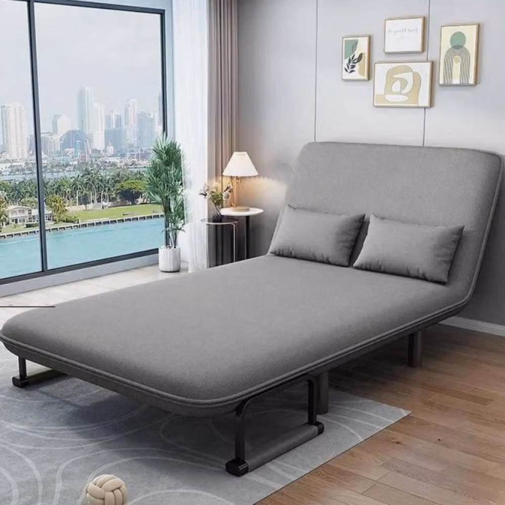FORGEVIO Grey Fabric Click Clack Sofa Bed with Metal Frame, W/D/H: 90 x 190 cm – 5