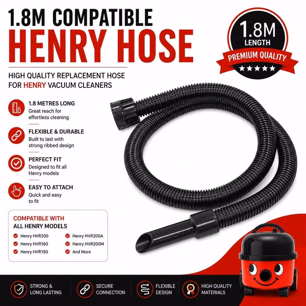 NESTLUNE Replacement 1.8m Hose for Numatic Henry Hoover, 32mm, Black – 4