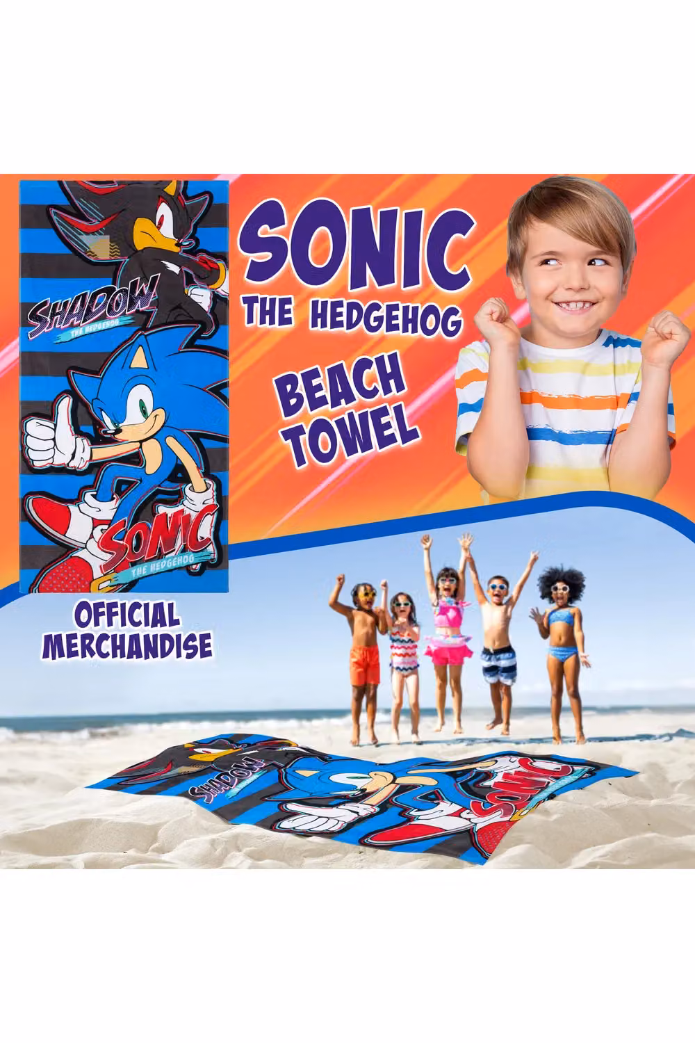 Get Trend Sonic the Hedgehog Cotton Beach Towel, Multicolour, W: 70 cm, H: 140 cm – 8