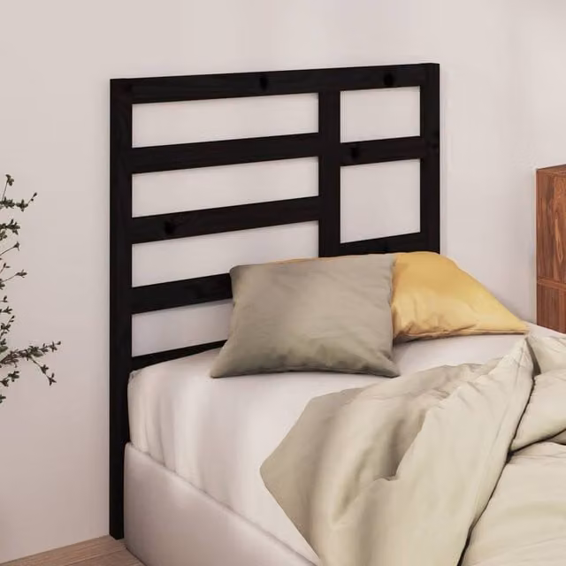 Berkfield Home Beautiful Bed Headboard in Black Solid Pine, W/D/H: 106 x 4 x 104 cm – 1
