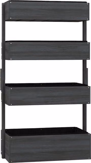 Outsunny 4-Tier Wooden Raised Bed Planter, Grey, H x W x D: 142 x 80 x 45 cm