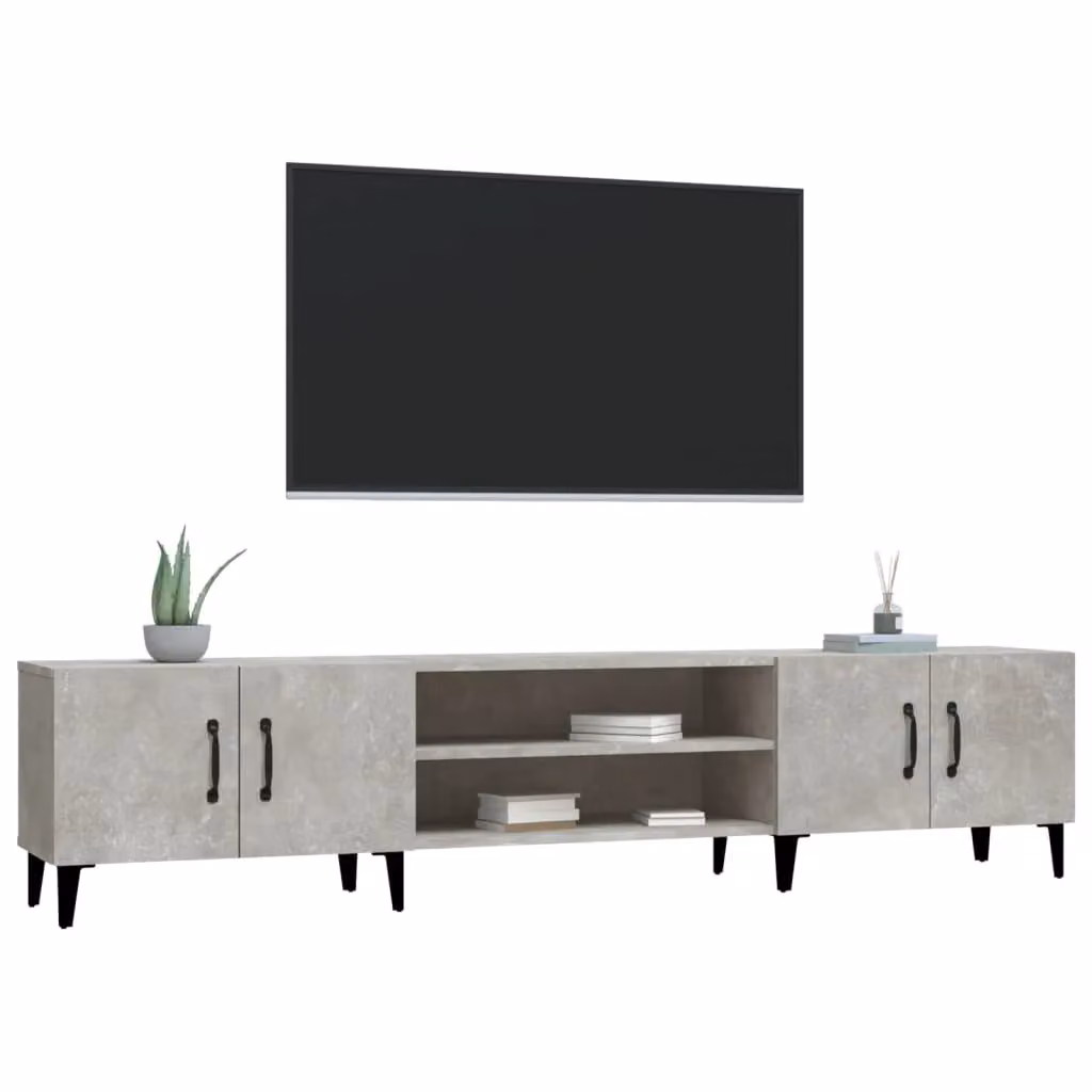 Berkfield Home Modern TV Cabinet in Concrete Grey, W: 180 cm, D: 31.5 cm, H: 40 cm – 3