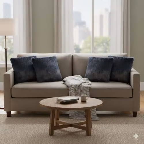 Kampala Hill Blue Faux Fur Square Cushion 2 Pack, W/D/H: 45 x 45 x 45 cm – 3