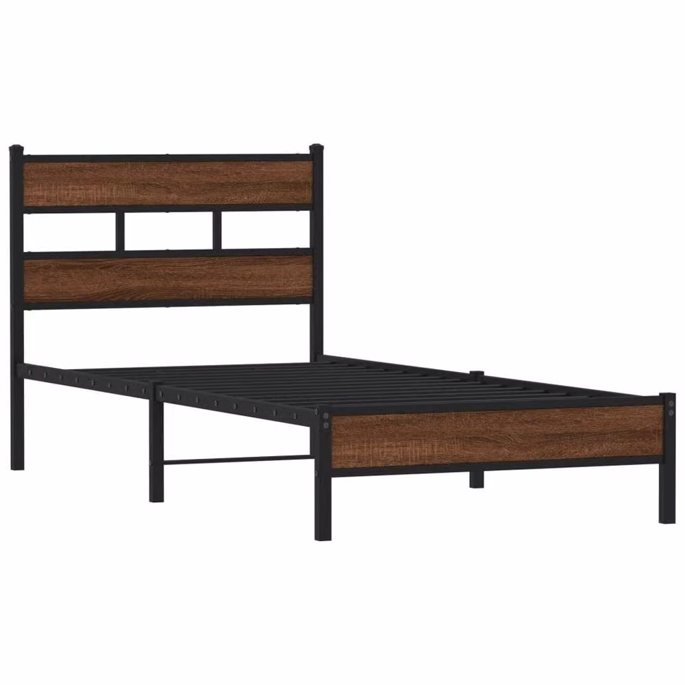 Berkfield Home Bed Frame in Brown Oak, W/D/H: 80 x 200 cm – 3