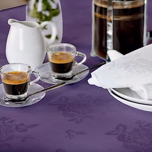 Vision Linens Purple Floral Rose Design Polyester Square Tablecloth W/D: 114 x 114 cm – 2