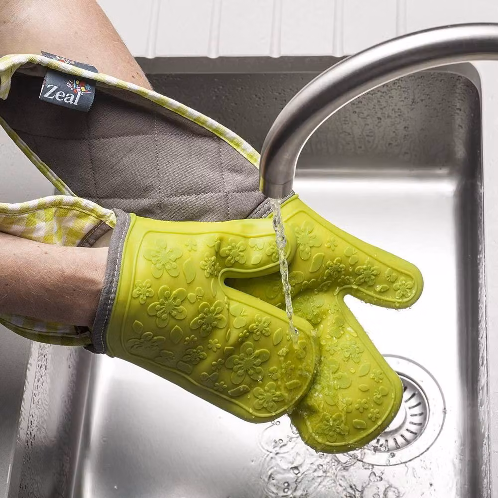 Zeal Steam Stop Waterproof Silicone Double Oven Gloves in Green – 3