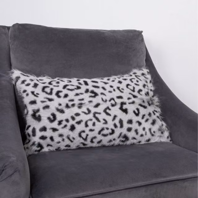 Native Natural Grey Lambskin Rectangular Cushion, Diameter: 30 cm