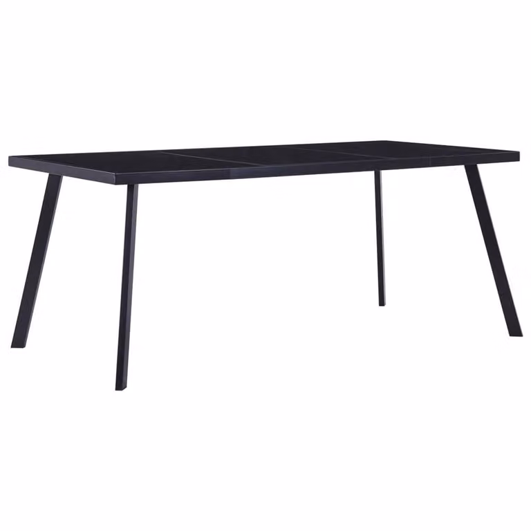 Berkfield Home Modern Rectangular Dining Table in Black with Tempered Glass, W/D/H: 160 x 80 x 75 cm