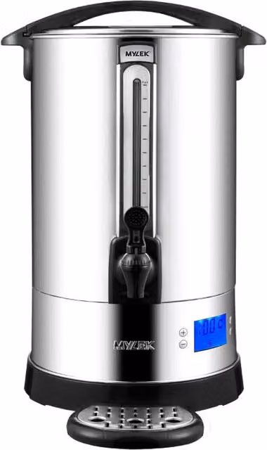 Mylek Catering Urn and Hot Water Dispenser in Silver Stainless Steel, Height: 56 cm