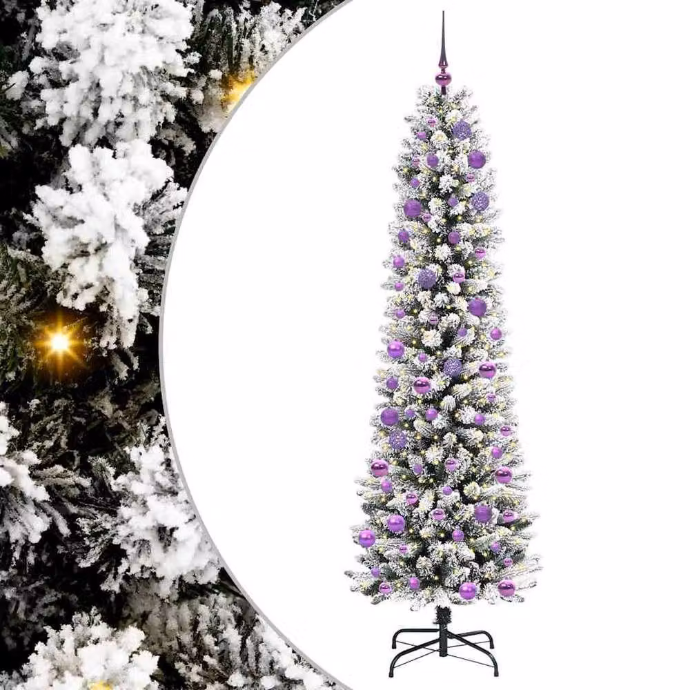 Berkfield Home Artificial Christmas Tree with 300 LEDs in Green, White and Black, Height: 240 cm – 2