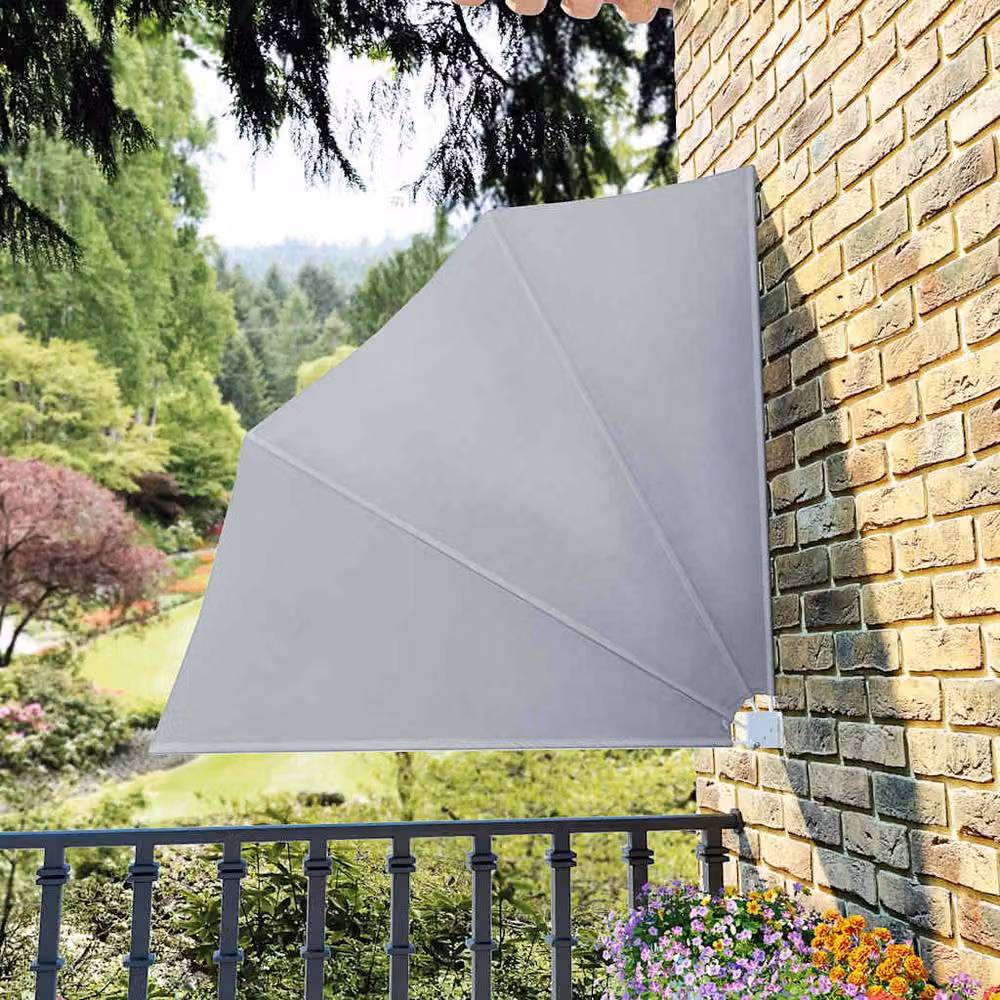 Berkfield Home Durable Collapsible Balcony Side Awning in Grey, W/D/H: 140 x 140 x 140 cm – 2