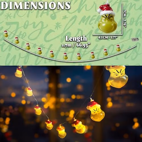 United Essentials Green LED String Lights for Christmas and Party Decor, 1.7 m – 6