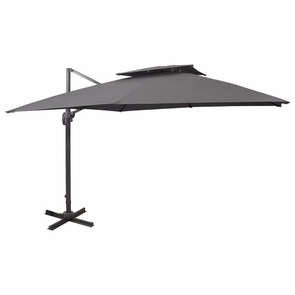 Berkfield Home Durable Cantilever Garden Umbrella with Double Top in Anthracite Grey, W/D/H: 300 x 300 x 258 cm – 2