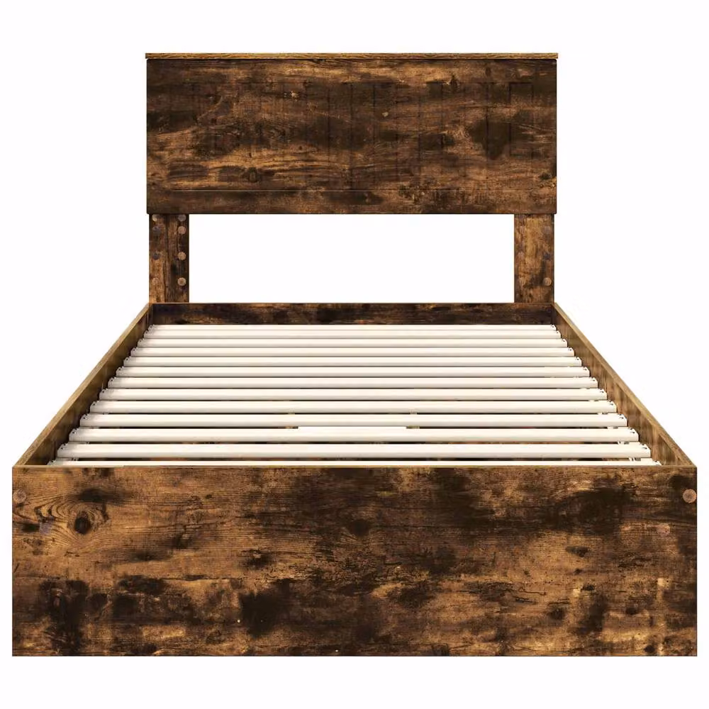 Berkfield Home Storage Bed with Drawer in Smoked Oak Brown, W/D/H: 100 x 200 cm – 4