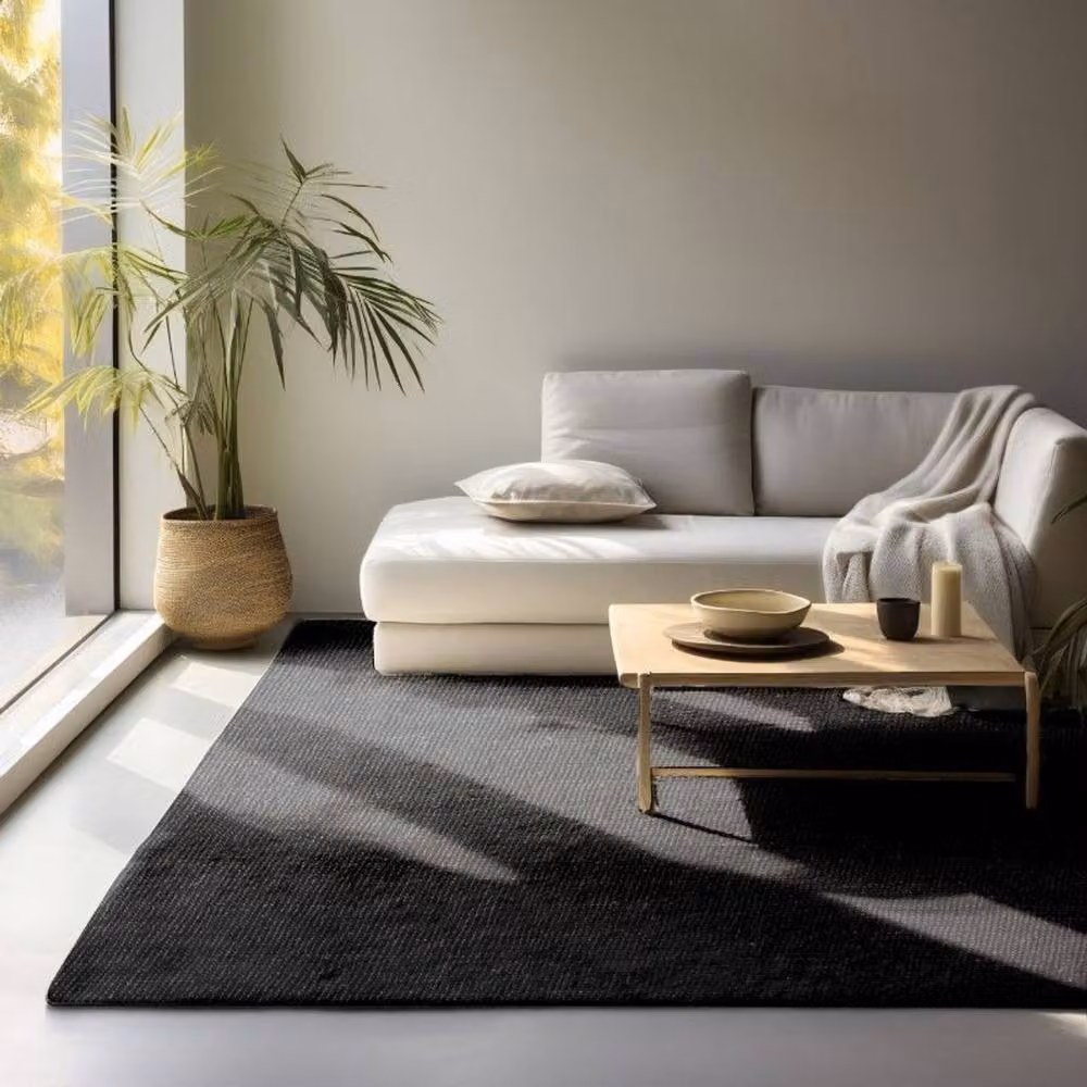 THE RUGS Handwoven Flatweave Jute Rug in Black, W: 160 cm, D: 230 cm – 2