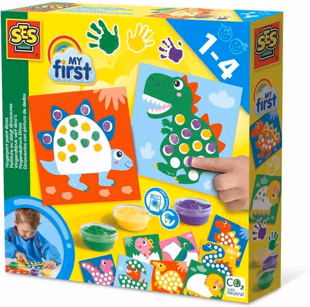 SES My First Fingerprint Paint Dinos Creative Sensory Animal Activity Set in Multicolour