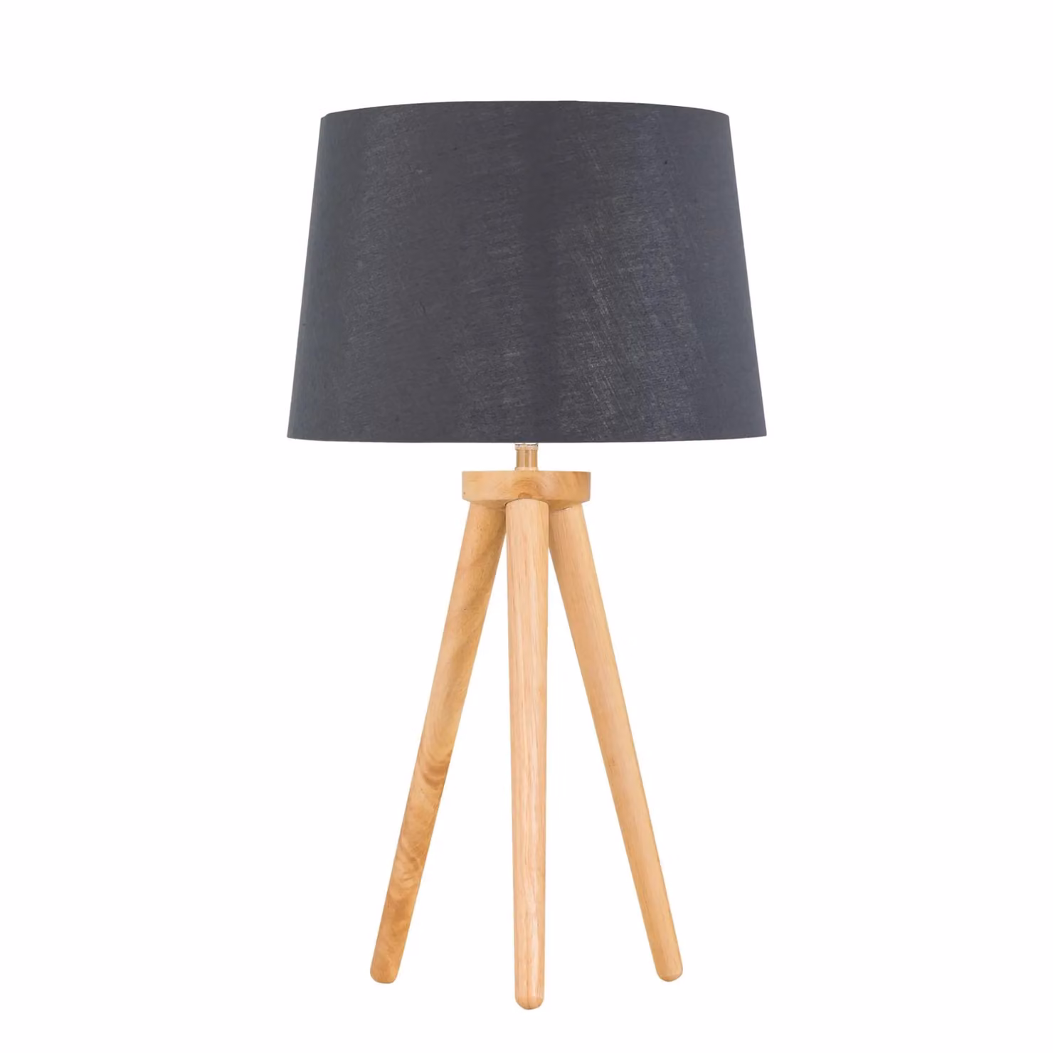 First Choice Lighting Set of 2 Light Oak Table Lamps with Grey Silver Fabric Shades in Brown, H: 51.0 cm, W: 28.5 cm, D: 28.5 cm – 2