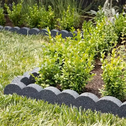 Nicoman Flexible Rubber Scallop Garden Border Edging, Grey, Pack of 4 – 1