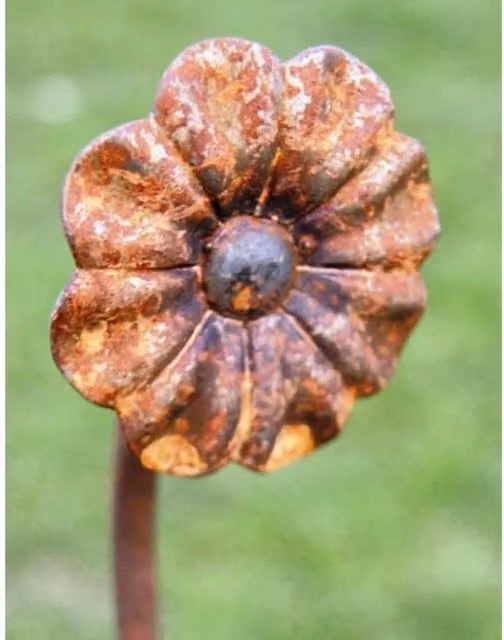 Poppyforge Pack of 3 Steel Flower Pin Plant Support Stakes in Brown, H: 154.2 cm x L: 18.3 cm