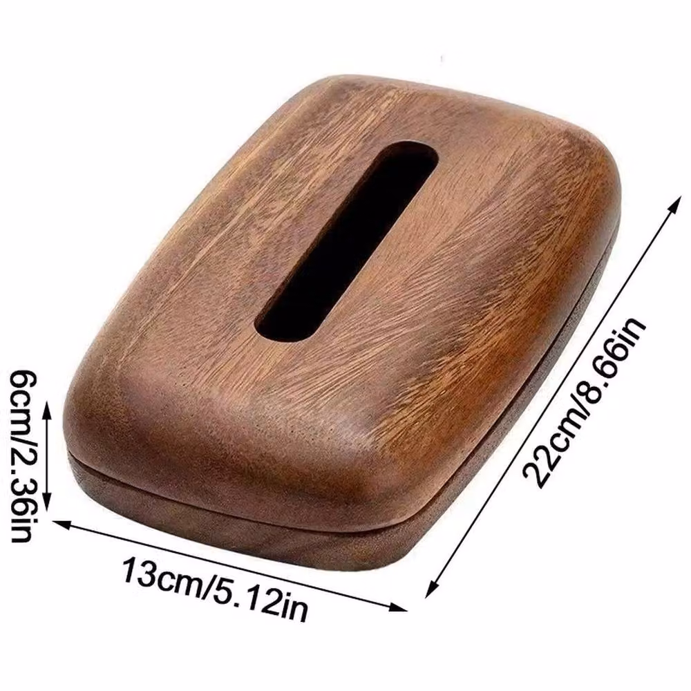 FORGEVIO Walnut Solid Wood Tissue Box Cover, Brown, Freestanding – 2