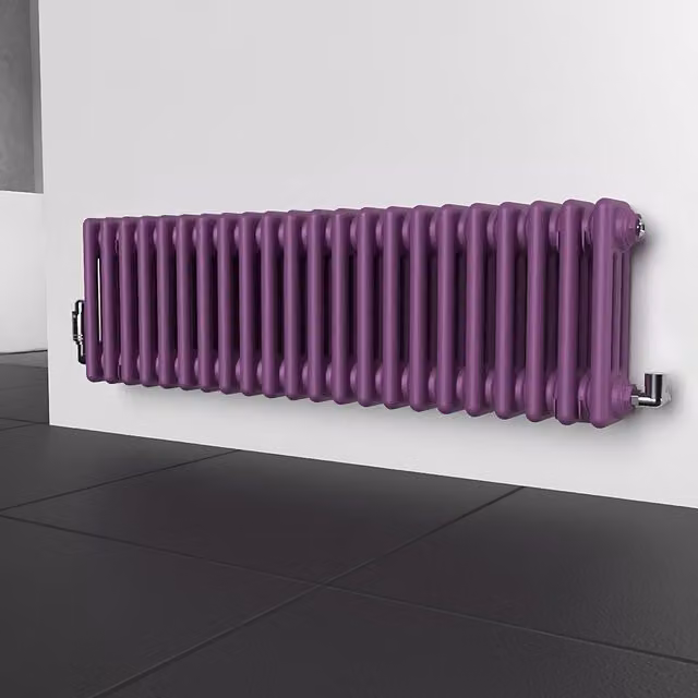 Lux Heat Horizontal Column Radiator in Pretty Plum Purple, H: 101 cm, W: 30 cm