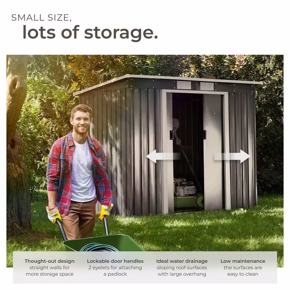 tectake Multicolour Metal Shed with Gable Roof and Sliding Doors, W/D/H: 213 x 130 x 173 cm – 3