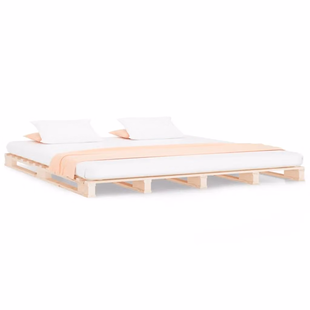 Berkfield Home Pallet Bed in Brown Solid Pine, W: 140 cm, D: 200 cm – 2