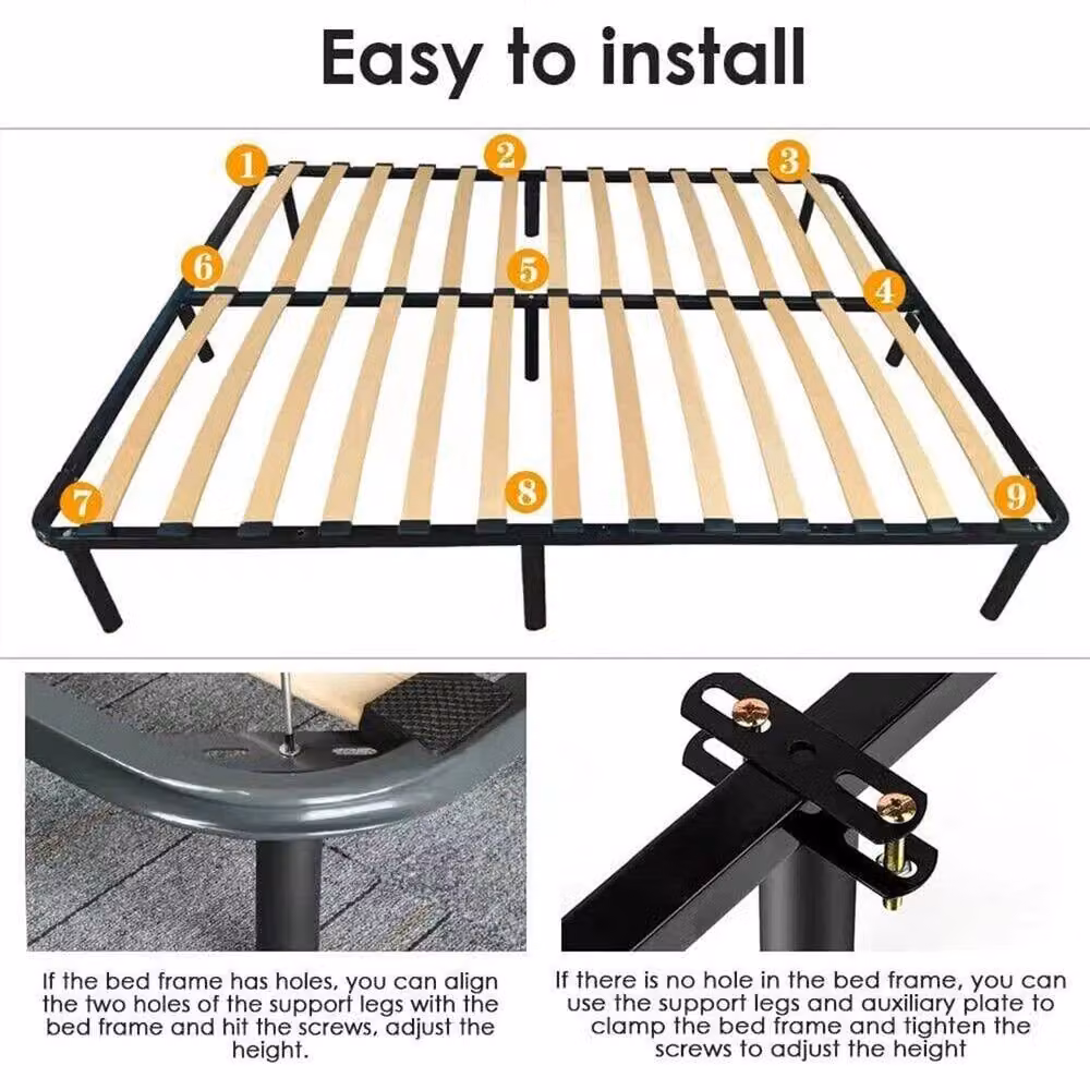 Nordara Heavy Duty Adjustable Bed Centre Frame Support Legs in Black Metal – 5