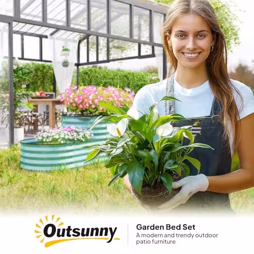 Outsunny 2-Tier Galvanised Steel Raised Garden Bed Planter Box, Green, W/D/H: 60 x 60 x 57 cm – 6