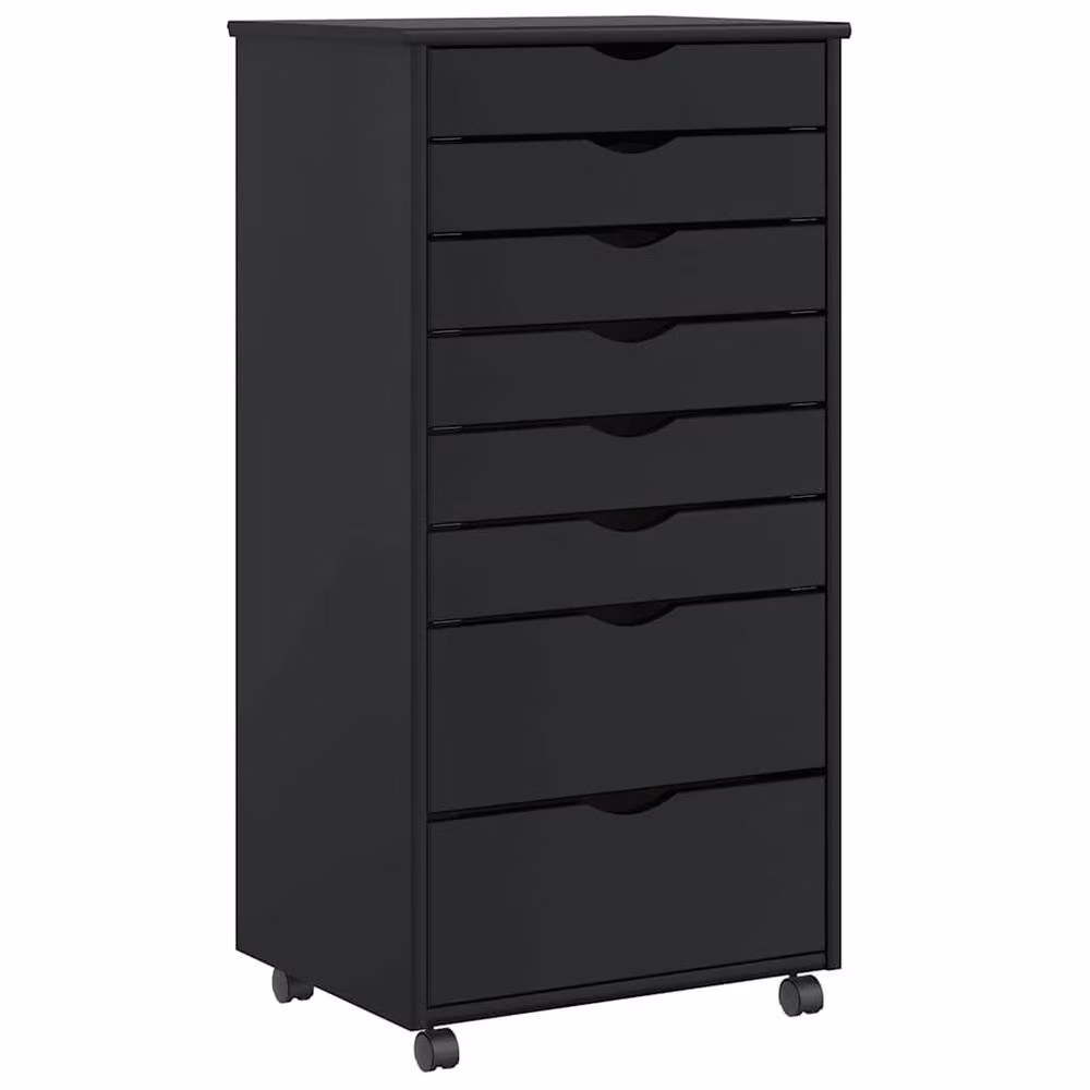 Berkfield Home MOSS Rolling Cabinet with Drawers in Black Solid Pine Wood – 2