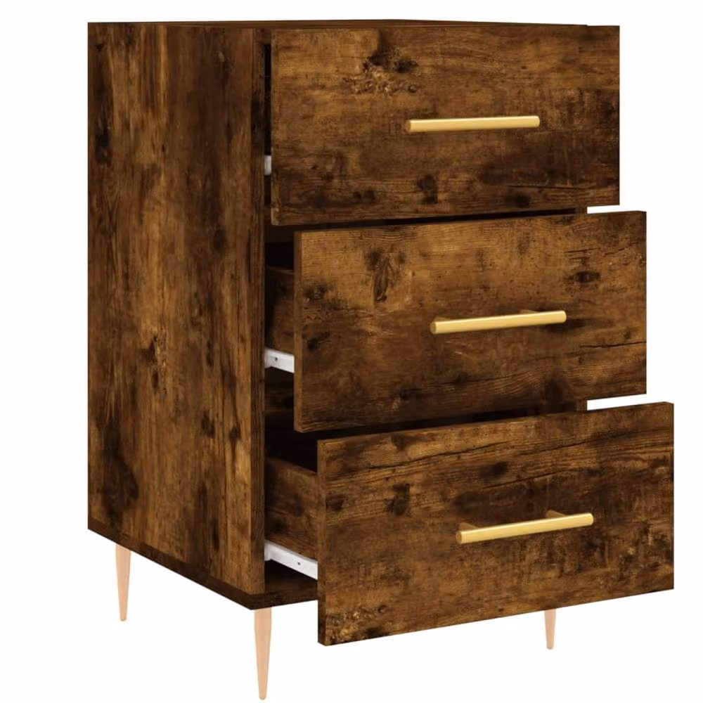 Berkfield Home Modern Bedside Cabinet in Smoked Oak Brown, W/D/H: 40 x 40 x 66 cm – 4