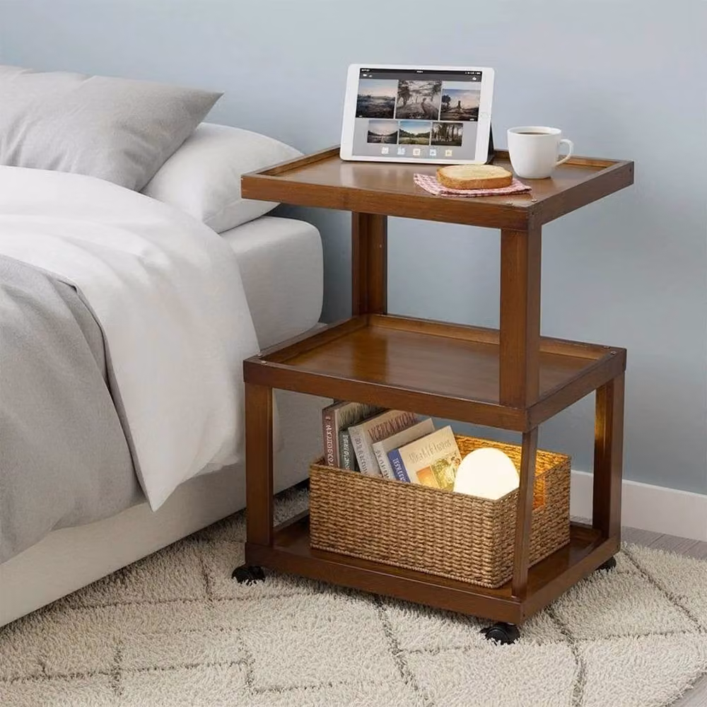 KORVIXA 03 Brown Bamboo and Plastic Rattan Square Side Table – 3