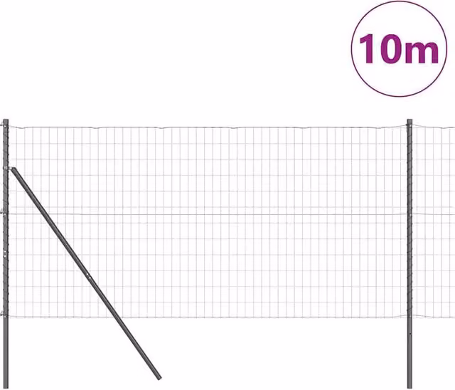 Berkfield Home Modern Euro Fence with 7 Posts, Galvanised Steel, Grey, W: 10 m, H: 1 m – 1