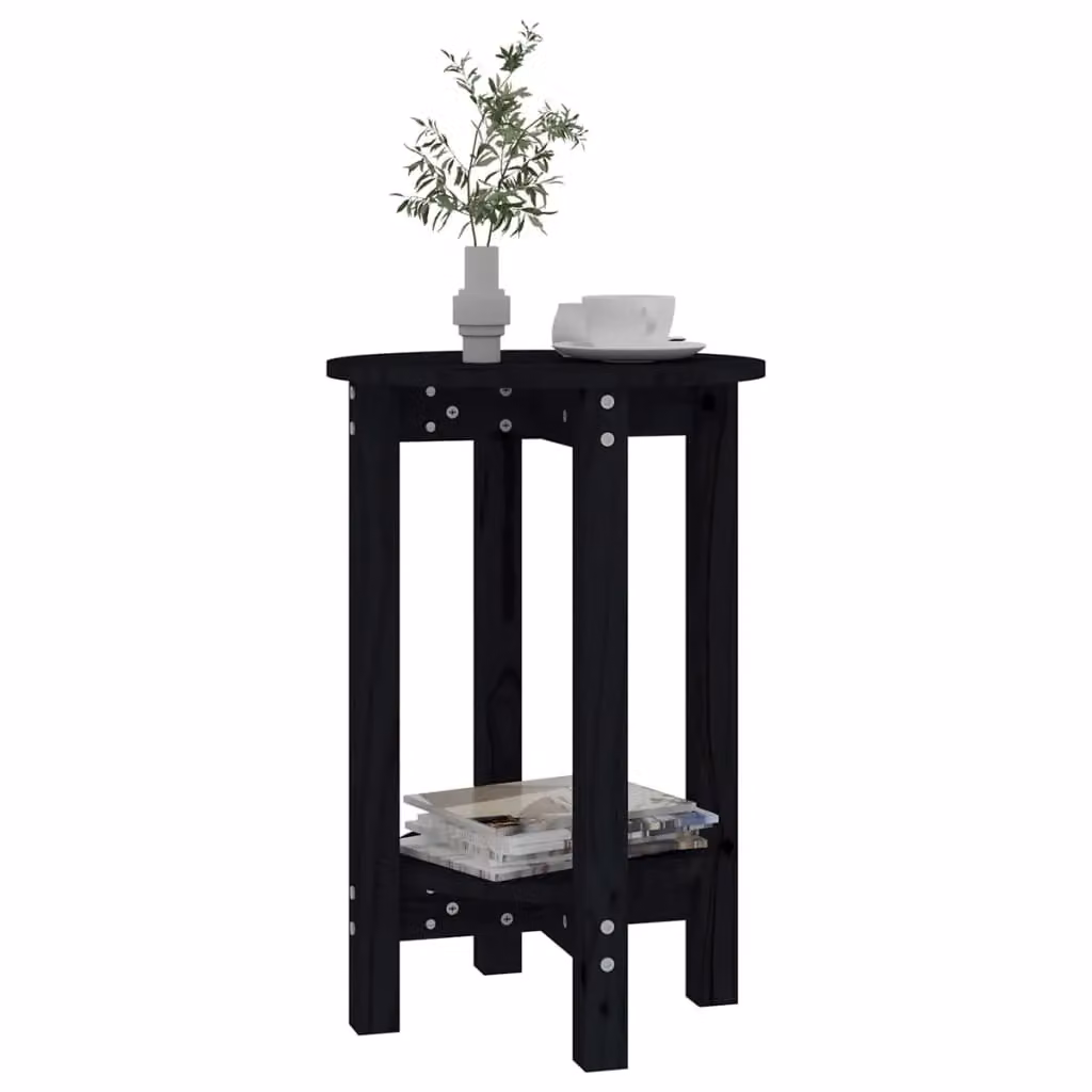 Berkfield Home Black Rectangular Rustic Solid Pine Coffee Table W/D/H: 60 x 40 x 40 cm – 3