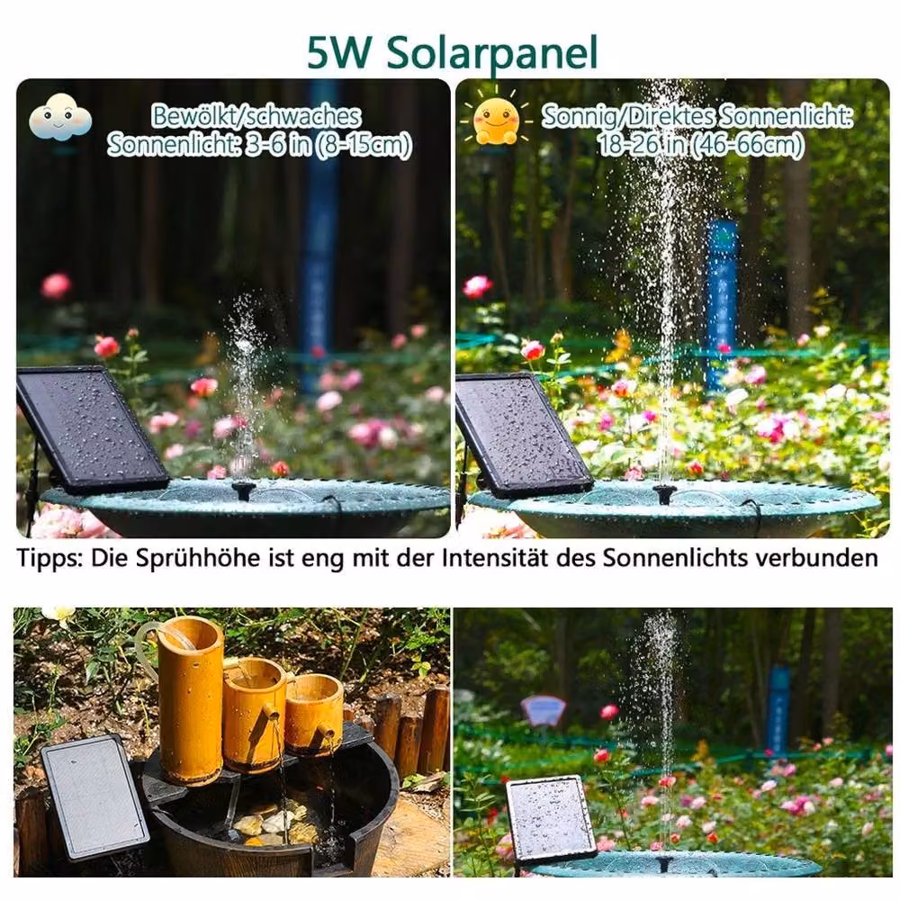 NESTLUNE Solar Powered Water Pump Fountain for Garden Pools and Ponds, Black, W/D/H: 100 x 100 x 100 cm – 3
