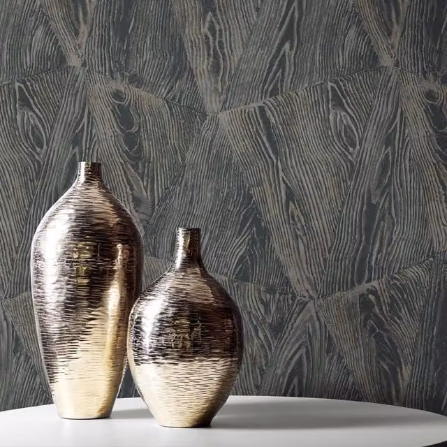 Erismann Pre-pasted Vinyl Nature Wallpaper in Grey, Black and Anthracite with Modern Geometric Design
