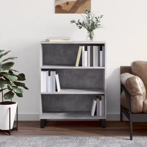 vidaXL Modern Freestanding Shelf Cabinet in Concrete Grey, W/D/H: 69.5 x 32.5 x 90 cm – 2