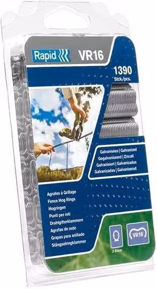 Rapid Vr16 Fence Hog Rings Pack 1390 Galvanised Steel in Grey