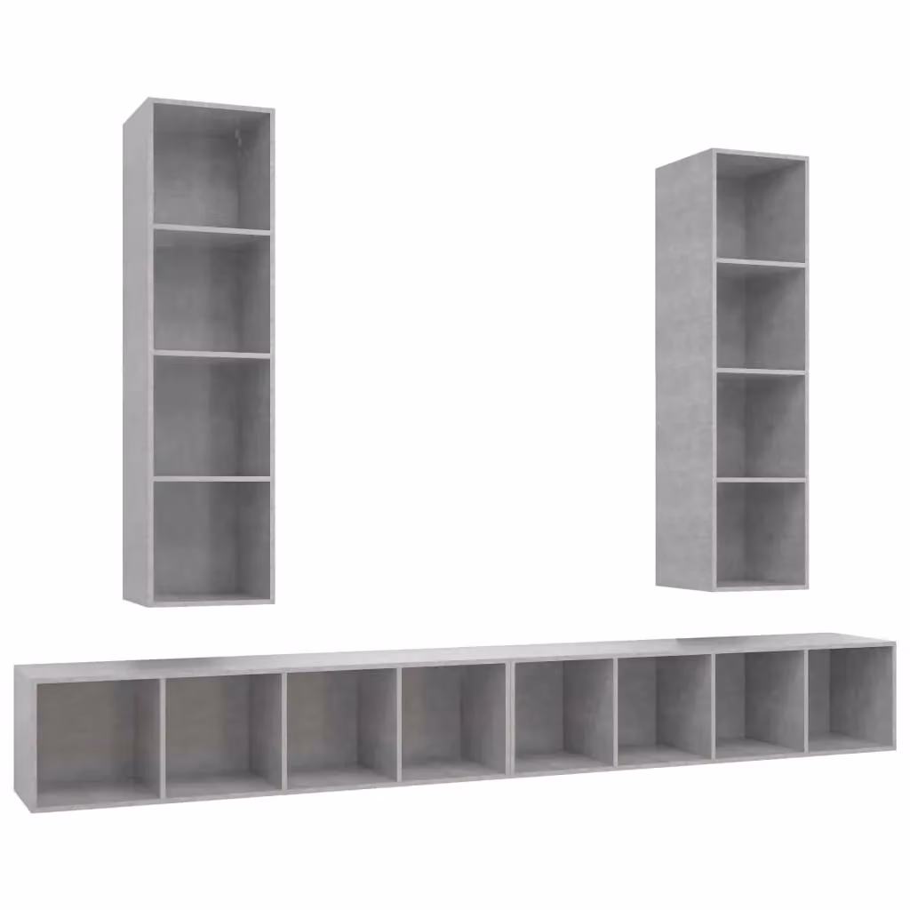 Berkfield Home Set of 4 Modern Wall-mounted TV Cabinets in Concrete Grey Matt Engineered Wood – 2