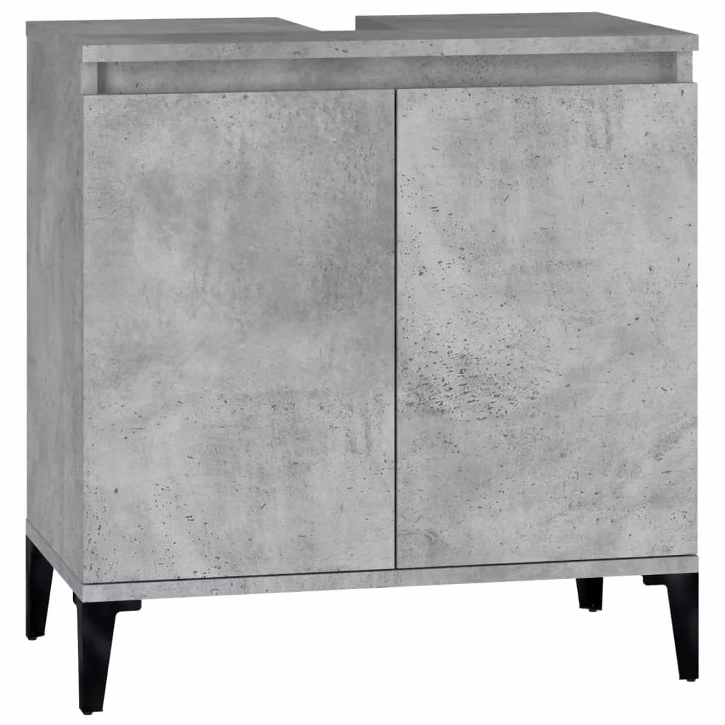 Berkfield Home Concrete Grey Sink Cabinet with Hinged Doors and Internal Shelves, W/D/H: 58 x 33 x 60 cm – 2