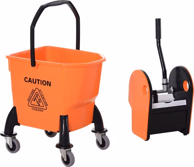 HOMCOM 26L Mop Bucket with Wringer in Orange