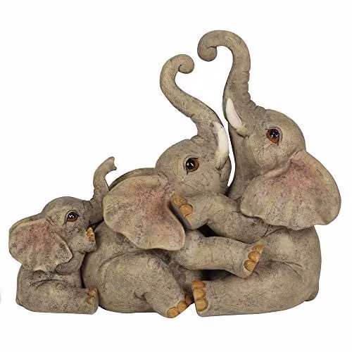 Something Different Grey Elephant Family Tabletop Ornament, W/H: 14 x 12.5 cm