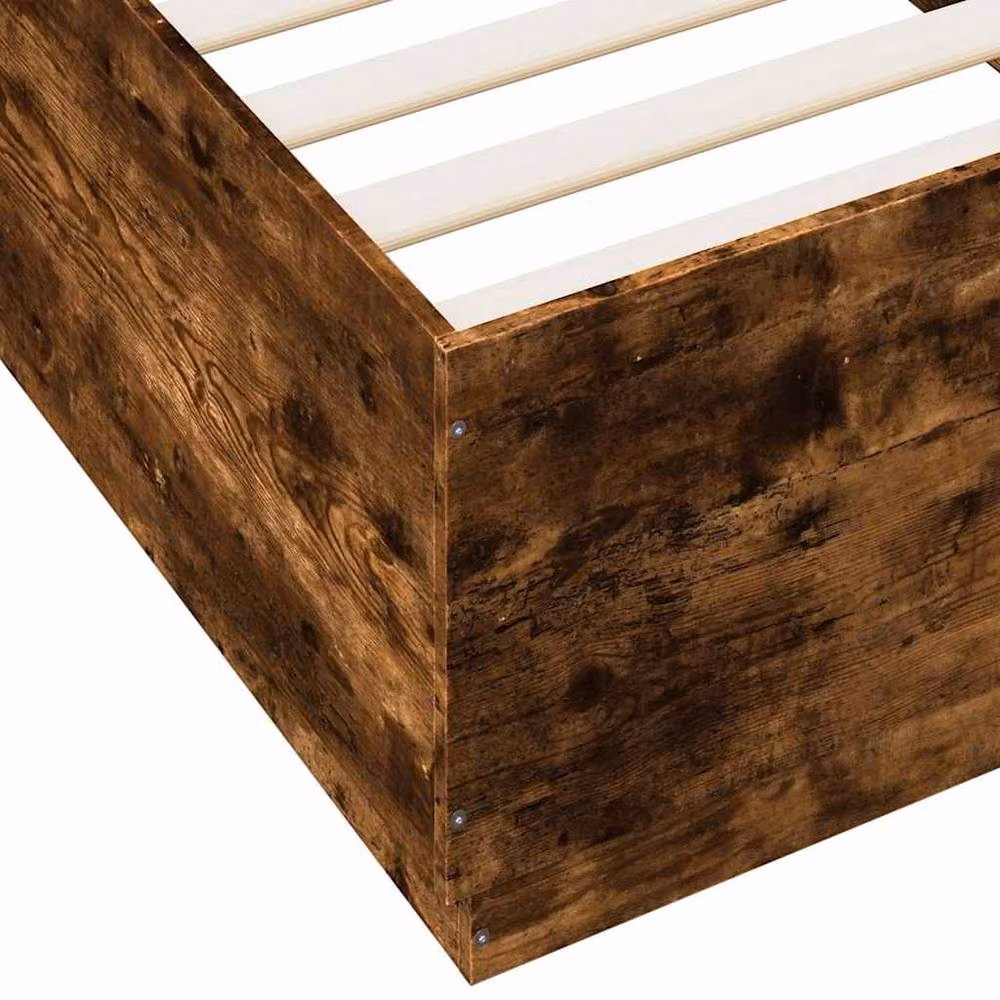 Berkfield Home Smoked Oak Bed Frame in Brown, W/D/H: 100 x 200 x 40 cm – 4