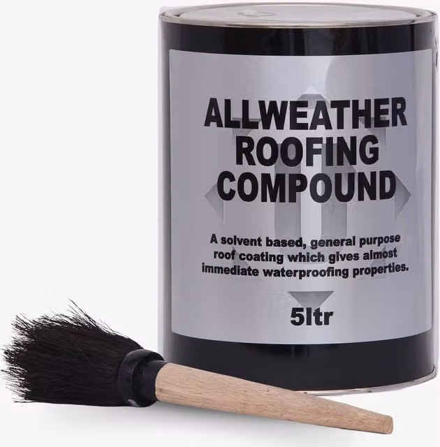 Novecrafto Black Flat Roof Waterproofing Compound 5L with Application Brush